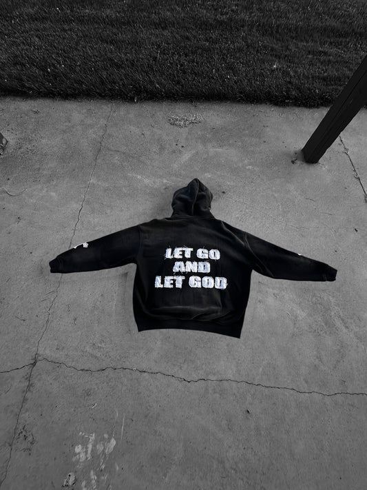 "BLACK" (LET GO AND LET GOD) ZIP-UP